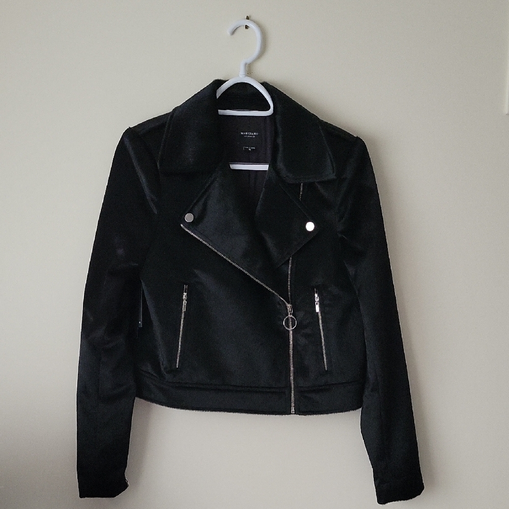 Marciano Women's Amara Biker Faux Pony Black Jacket- Size M- New!